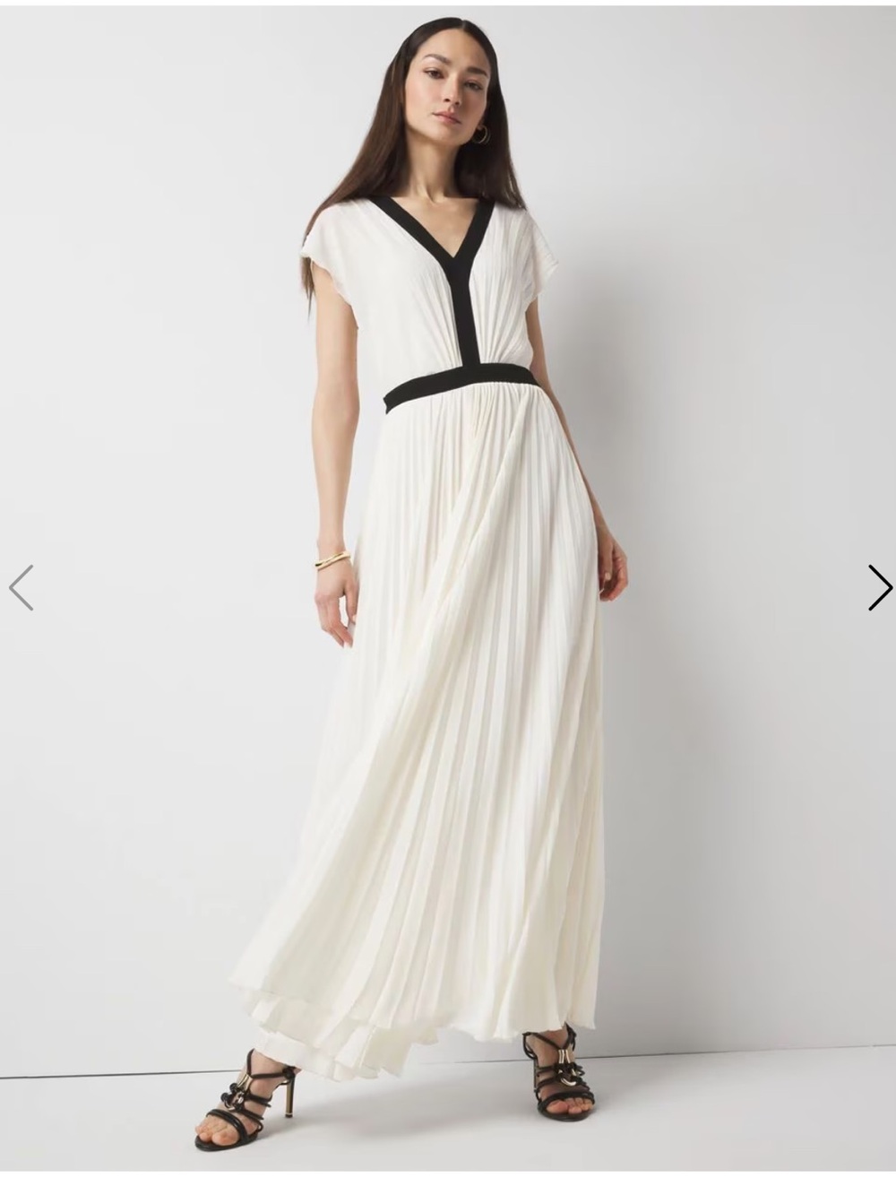 White House Black Market Colorblocked Pleated Maxi Formal Dress size 8